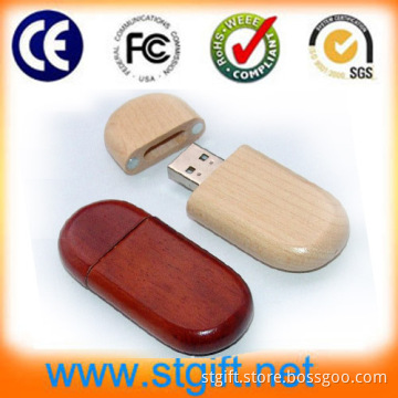 Natural Color Wooden USB Flash Drive Bamboo Logo Printing